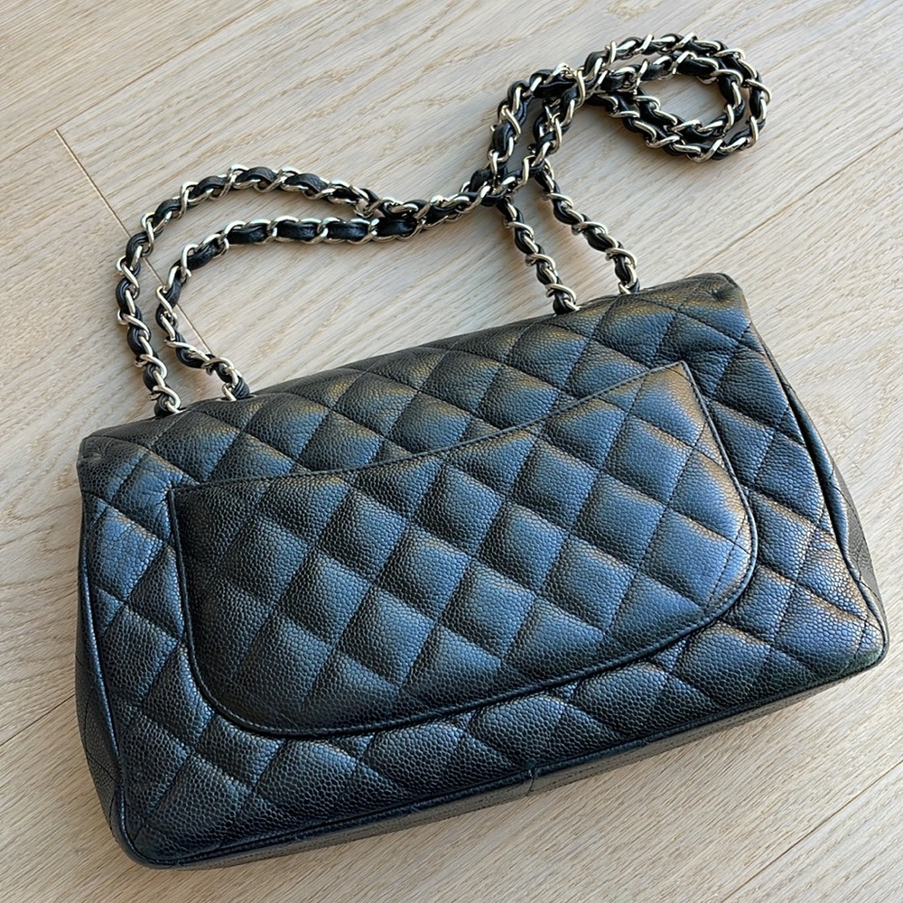 Chanel Jumbo Single Flap Black Caviar Silver Hardware - Picture 13 of 14